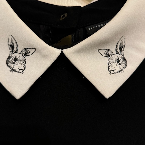 Victoria Beckham for Target Black Shift Dress w/rabbit collar - Picture 2 of 4